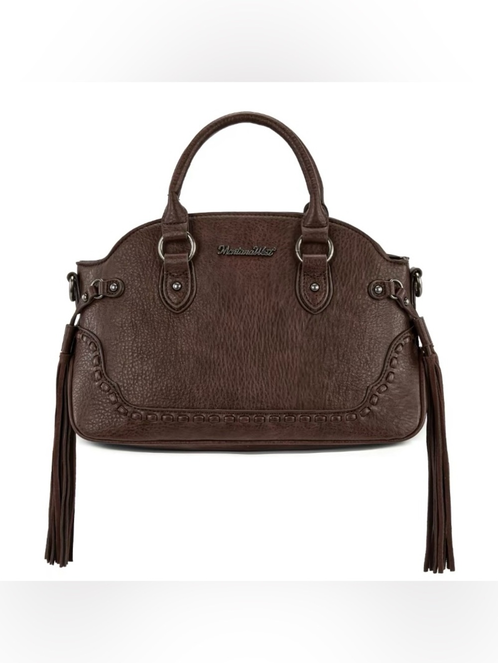 Montana West Dark Brown Textured Satchel Handbag